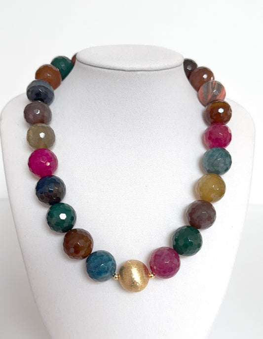 Large Natural Agate & Gold-Plated Indian Bead | Esferas by Chloé