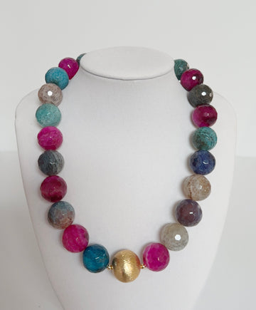 Large Natural Agate & Gold-Plated Indian Bead | Esferas by Chloé