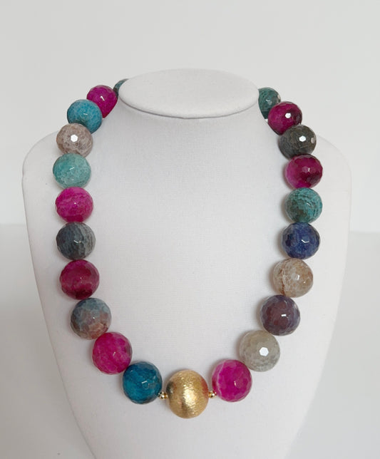 Large Natural Agate & Gold-Plated Indian Bead | Esferas by Chloé