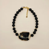 BLACK ONYX AND AGATE NECKLACE