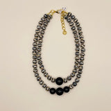2 LAYERS AGATE AND BLACK ONYX NECKLACE