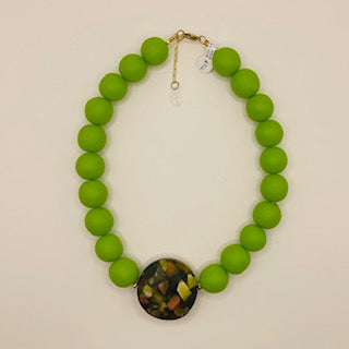 SHARYL GREEN RESIN 20" NECKLACE  WITH LONG NECKLACE (SOLD SEPARATELY)