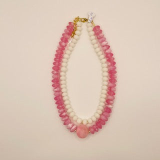 REBECA PINK AND WHITE RESIN NECKLACE (SOLD SEPARATELY - SHORT AND LONG ONE ENID