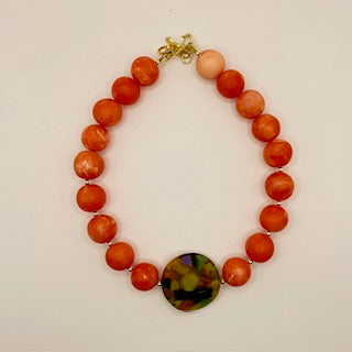 SHARYL GREEN RESIN 20" NECKLACE  WITH LONG NECKLACE (SOLD SEPARATELY)