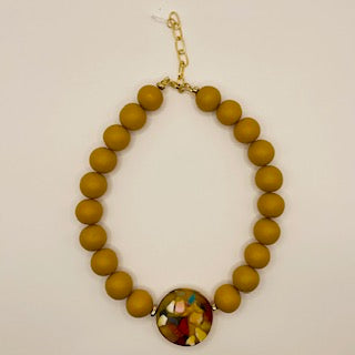 SHARYL GREEN RESIN 20" NECKLACE  WITH LONG NECKLACE (SOLD SEPARATELY)