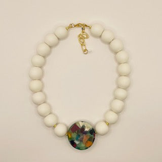 SHARYL GREEN RESIN 20" NECKLACE  WITH LONG NECKLACE (SOLD SEPARATELY)