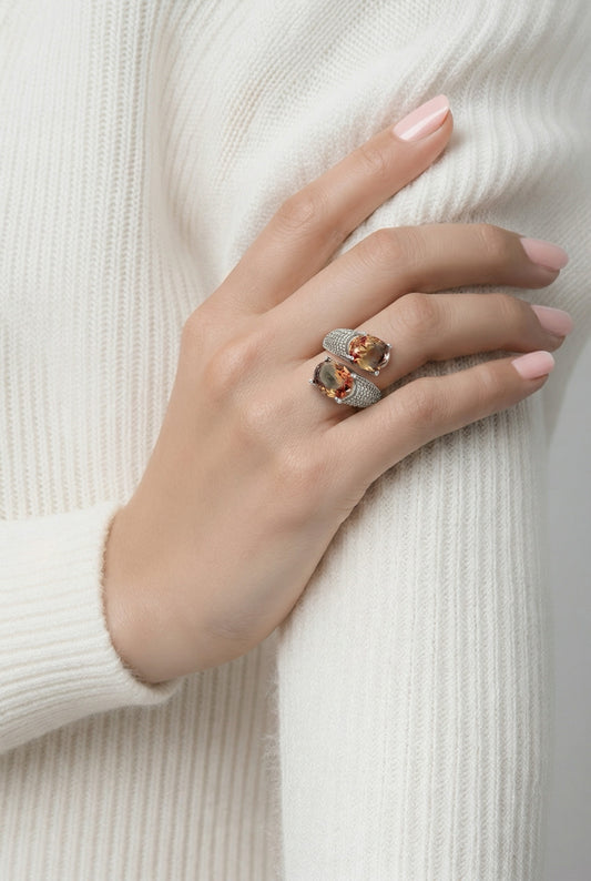 Amber Wrap Sterling Silver Ring