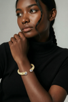 Textured Double Stone Open Cuff Bangle