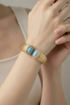 Double Stone Ottoman Open Cuff Bangle