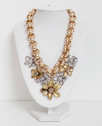 Golden Blossom Statement Necklace - Bijoux Espresso