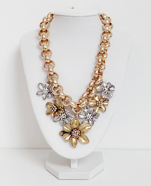 Golden Blossom Statement Necklace - Bijoux Espresso