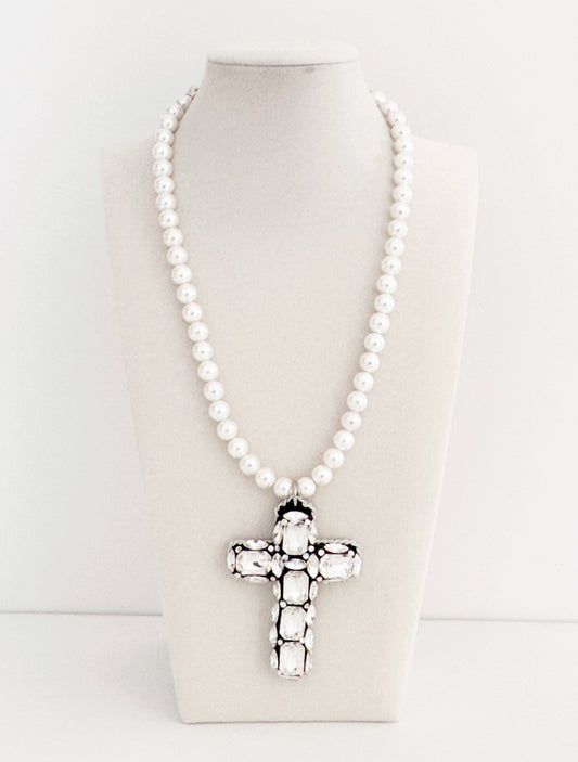 Pearl Cross Necklaces - Bijoux Espresso