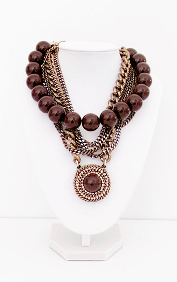 Brown  Statement Necklace - Bijoux Espresso