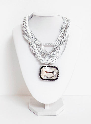 Luce Bianca Crystal Statement Necklace - Bijoux Espresso