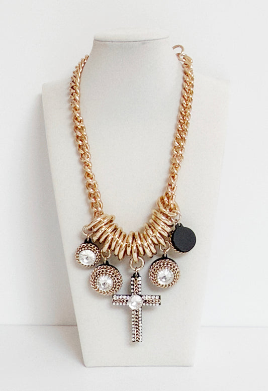 Luce Divina Cross Charm Necklace - Bijoux Espresso