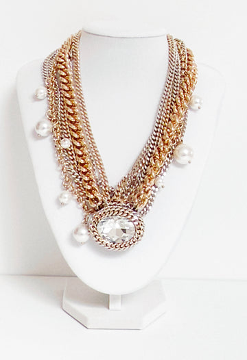Perla Royale Layered Crystal Necklace - Bijoux Espresso