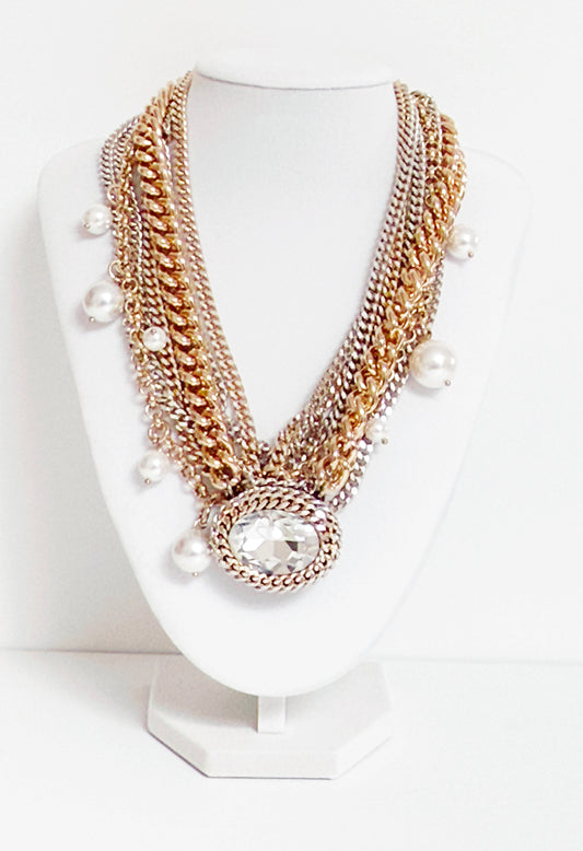 Perla Royale Layered Crystal Necklace - Bijoux Espresso