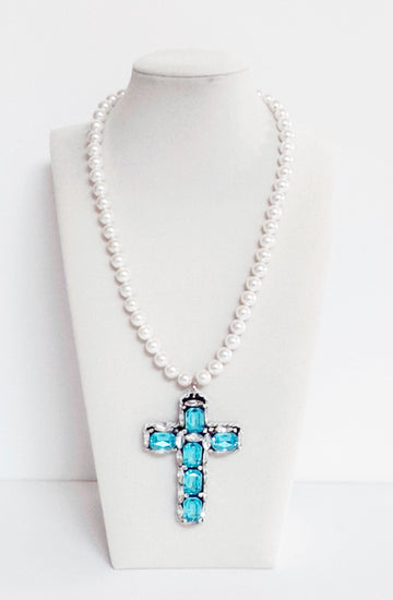Pearl Cross Necklaces - Bijoux Espresso