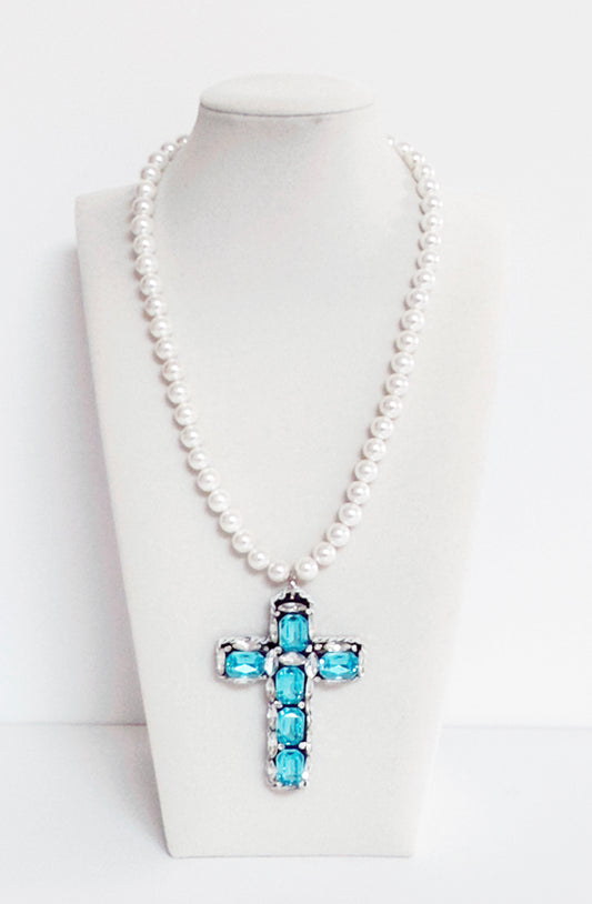 Pearl Cross Necklaces - Bijoux Espresso