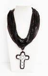 Noir Croix Statement Necklace - Bijoux Espresso