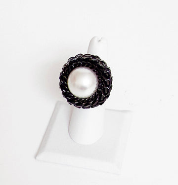 Noir Perla Statement Ring - Bijoux Espresso