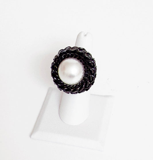 Noir Perla Statement Ring - Bijoux Espresso