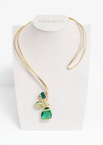 New Drop Emerald Murano Crystal Necklace - Andrea Marazzini