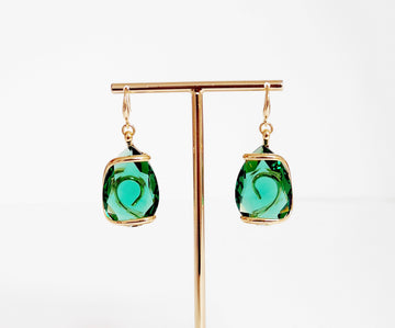 New Drop Emerald Murano Crystal Earrings - Andrea Marazzini
