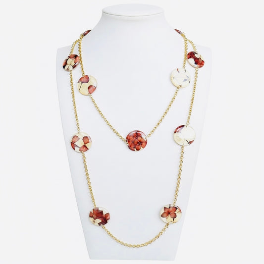 Long Two Layers Resin Necklace Hydrangeas - Full of Grace