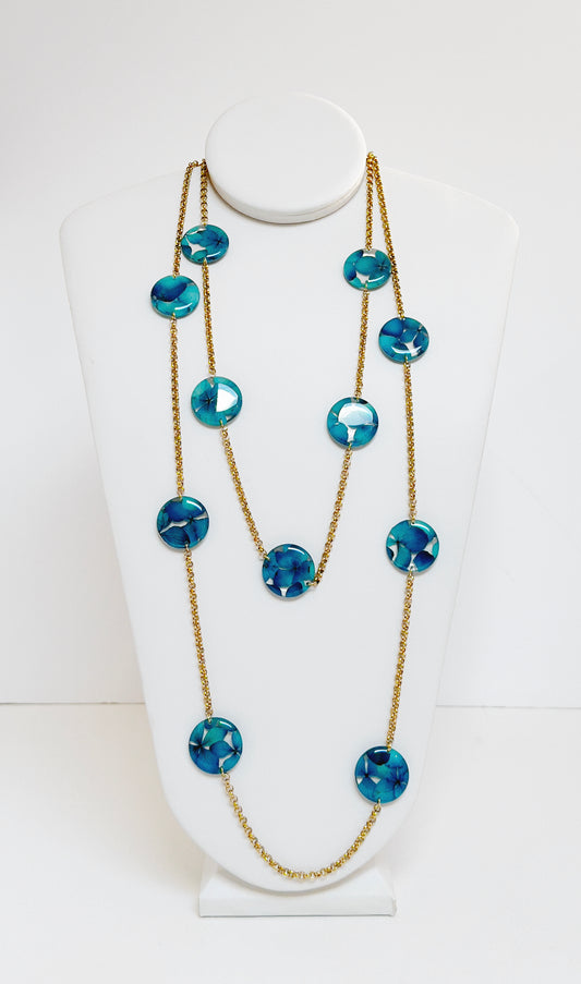 Long Two Layers Resin Necklace Hydrangeas - Full of Grace