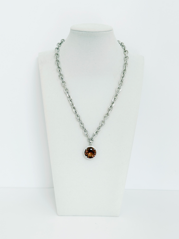 Valenza Amber Pavé Halo Pendant Necklace