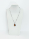 Valenza Amber Pavé Halo Pendant Necklace