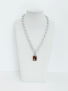 Valenza Amber Pavé Halo Pendant Necklace
