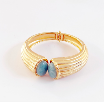 Double Stone Ottoman Open Cuff Bangle