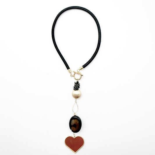 CORDON MESH NEGRO DIJES NEGROS DORADOS Y CORAZON