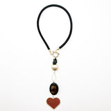 CORDON MESH NEGRO DIJES NEGROS DORADOS Y CORAZON