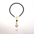 COLLAR NEGRO MESH CON DIJES BLACK ONYX DORADO PERLAS