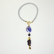 COLLAR CORDON MESH PLATA DIJES VIOLETA Y DORADO