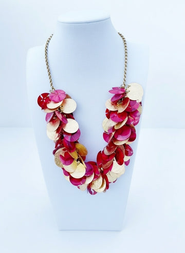 Red And Gold Flower Resin Necklace Hydrangeas – Full of Grace