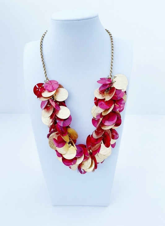 Red And Gold Flower Resin Necklace Hydrangeas – Full of Grace