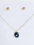 Cadena Ajustable con Dije en Lapiz Lazuli y Diamantes Swarovski