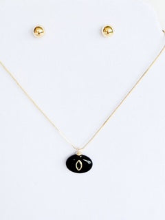Cadena Ajustable con Dije Black Onyx y Swarovski Azul