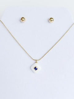 Cadena Ajustable con Cuarzo Blanco y Piedra Azul Cobalto