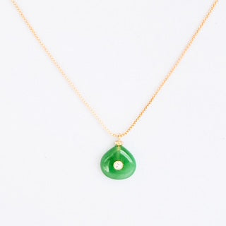 Cadena Ajustable Dije en Jade Verde claro y Swarovski clear