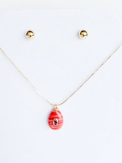 Cadena Ajustable con Dije Coral y Swarovski Rubí
