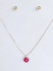 Cadena Ajustable con Dije en Turmalina Rosa