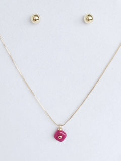 Cadena Ajustable con Dije en Turmalina Rosa