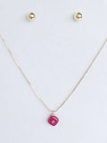 Cadena Ajustable con Dije en Turmalina Rosa