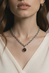 Valenza Amber Pavé Halo Pendant Necklace