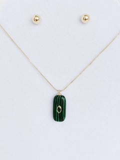 Cadena Ajustable con Dije Malaquita Verde